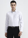White & Grey Checked Regular Fit Formal Shirt | Greenfibre