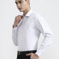 White & Grey Checked Regular Fit Formal Shirt | Greenfibre