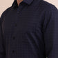 Navy Blue Checked Slim Fit Formal Shirt | Greenfibre