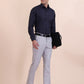Navy Blue Checked Slim Fit Formal Shirt | Greenfibre