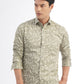 Light Green Printed Slim Fit Party Wear Shirt | Greenfibre