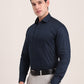 Navy Blue Printed Slim Fit Formal Shirt | Metal