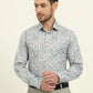 Off-White & Green Printed Regular Fit Formal Shirt | JadeBlue
