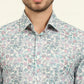 Off-White & Green Printed Regular Fit Formal Shirt | JadeBlue