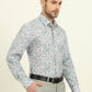 Off-White & Green Printed Regular Fit Formal Shirt | JadeBlue