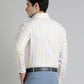 Light Yellow Striped Slim Fit Formal Shirt | Greenfibre