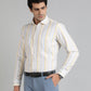 Light Yellow Striped Slim Fit Formal Shirt | Greenfibre