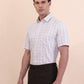 White & Fawn Checked Regular Fit Formal Shirt | Greenfibre