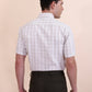White & Fawn Checked Regular Fit Formal Shirt | Greenfibre