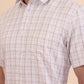 White & Fawn Checked Regular Fit Formal Shirt | Greenfibre