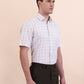 White & Fawn Checked Regular Fit Formal Shirt | Greenfibre
