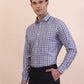 Grey & Blue Checked Regular Fit Formal Shirt | Greenfibre