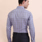 Grey & Blue Checked Regular Fit Formal Shirt | Greenfibre