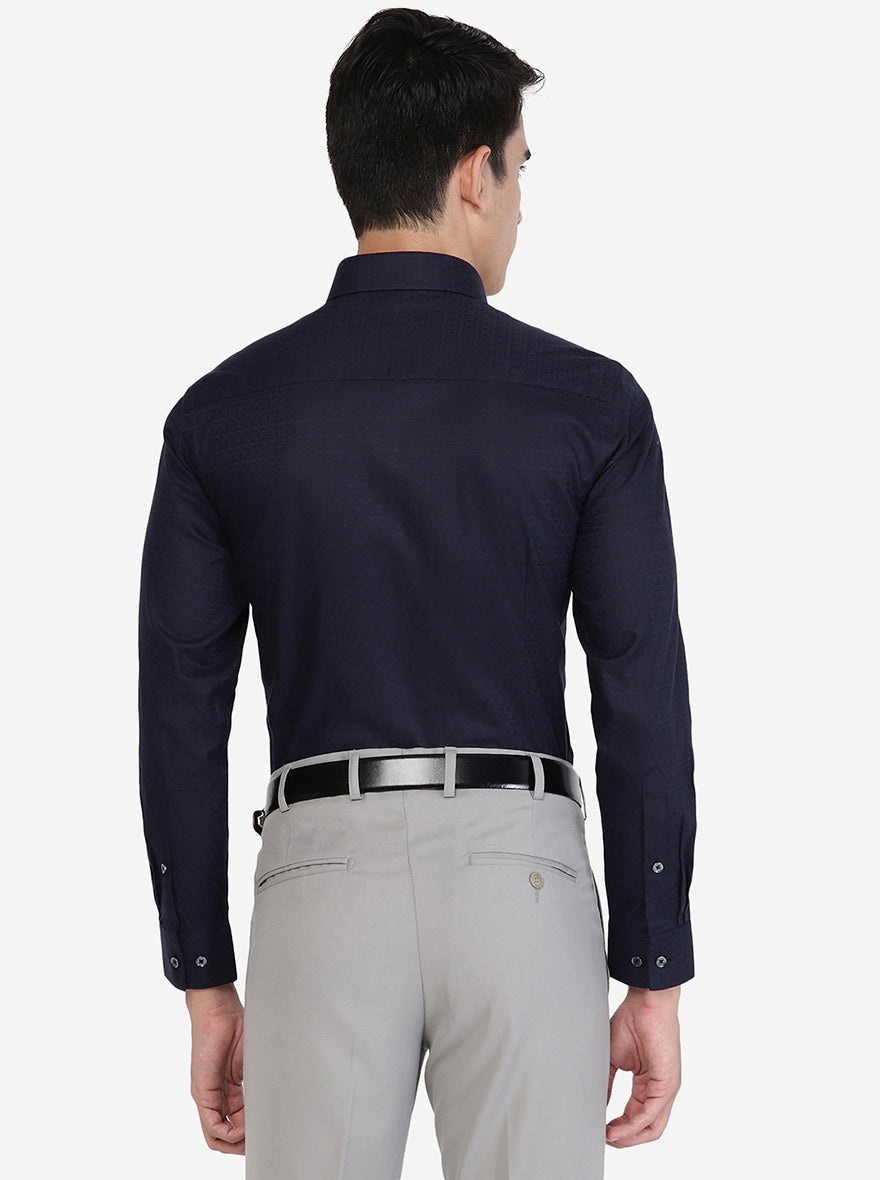 Navy Blue Solid Slim fit Party Wear Shirt | Greenfibre