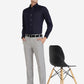 Navy Blue Solid Slim fit Party Wear Shirt | Greenfibre