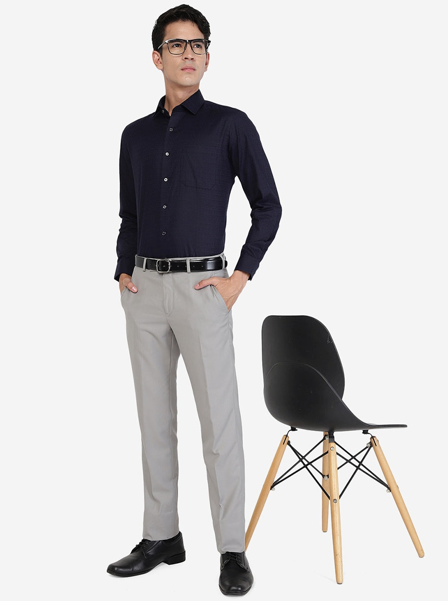 Navy Blue Solid Slim fit Party Wear Shirt | Greenfibre