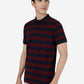 Maroon & Navy Striped Slim Fit Polo T-Shirt | Greenfibre