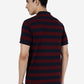 Maroon & Navy Striped Slim Fit Polo T-Shirt | Greenfibre