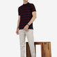 Maroon & Navy Striped Slim Fit Polo T-Shirt | Greenfibre