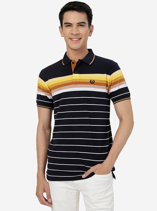 Multicolor Striped Slim Fit Polo T-Shirt | Greenfibre