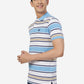 White & Blue Striped Slim Fit Polo T-Shirt | Greenfibre