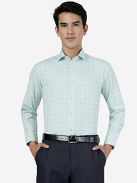 Pista Green Checked Slim Fit Formal Shirt | Greenfibre