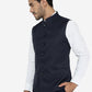 Navy Blue Solid Regular Fit Bandhgala Jacket | Greenfibre