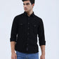 Black Solid Slim Fit Casual Shirt | Greenfibre
