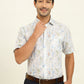 White Base Multi Printed Regular Fit Formal Shirt | JadeBlue