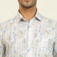 White Base Multi Printed Regular Fit Formal Shirt | JadeBlue