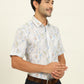 White Base Multi Printed Regular Fit Formal Shirt | JadeBlue
