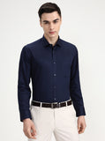 Navy Blue Solid Slim Fit Formal Shirt | Greenfibre