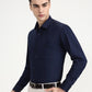 Navy Blue Solid Slim Fit Formal Shirt | Greenfibre
