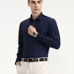Navy Blue Solid Slim Fit Formal Shirt | Greenfibre