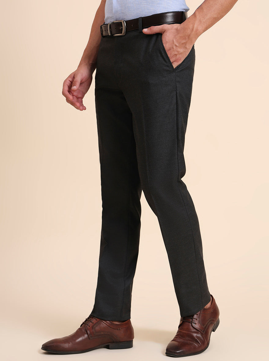 Grey Solid Slim Fit Formal Trouser | GreenFiber