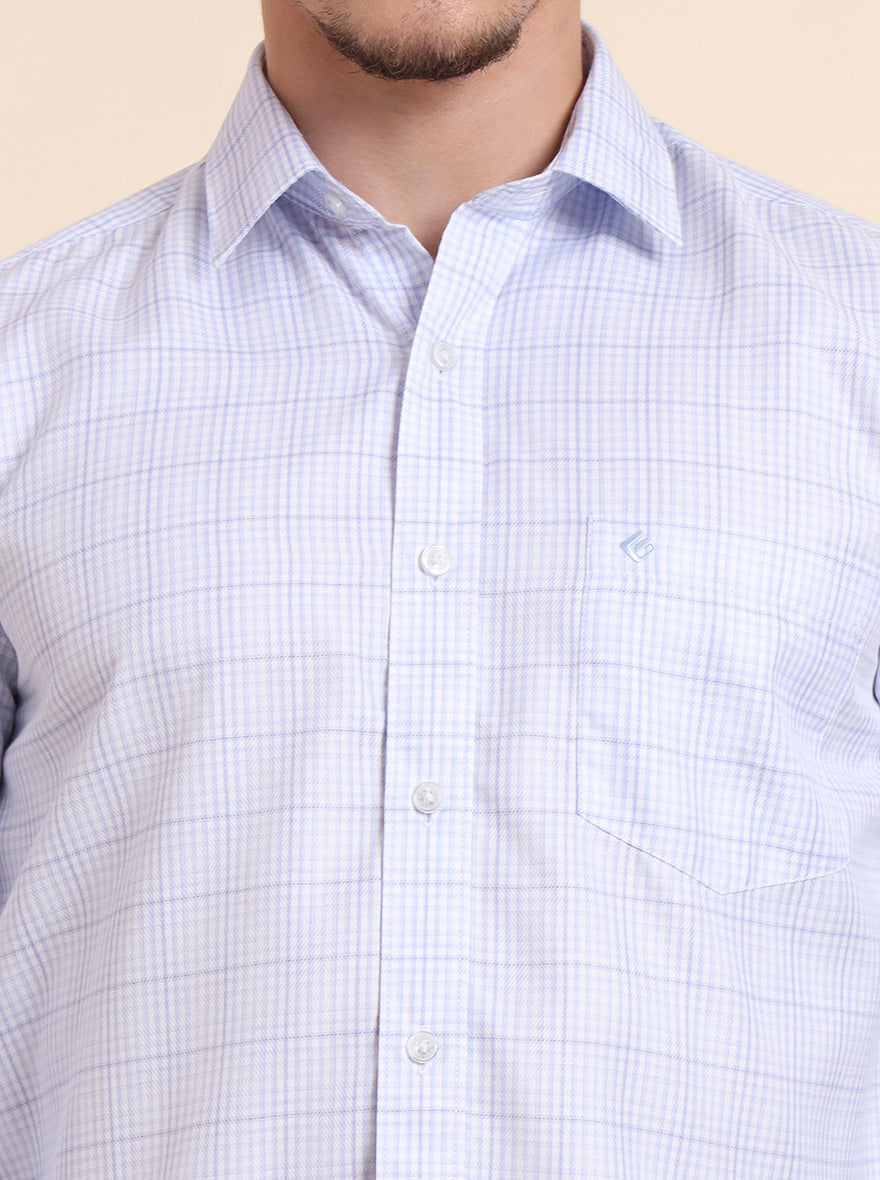 Blue Checked Smart Fit Semi Casual Shirt | Greenfibre