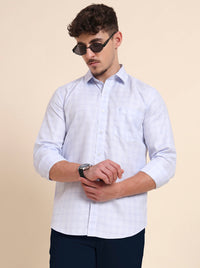 Blue Checked Smart Fit Semi Casual Shirt | Greenfibre