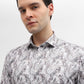 White & Grey Printed Slim Fit Party Wear Shirt | Greenfibre