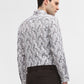 White & Grey Printed Slim Fit Party Wear Shirt | Greenfibre