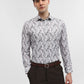 White & Grey Printed Slim Fit Party Wear Shirt | Greenfibre