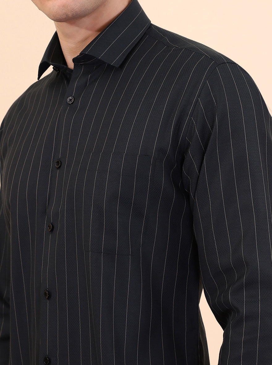 Green Striped Slim Fit Formal Shirt | Greenfibre
