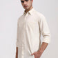 Beige Solid Slim Fit Semi Casual Shirt | Greenfibre