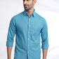 Blue Solid Slim Fit Casual Shirt | Greenfibre