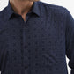 Navy Blue Printed Smart Fit Semi Casual Shirt | Greenfibre