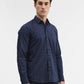 Navy Blue Printed Smart Fit Semi Casual Shirt | Greenfibre