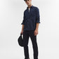 Navy Blue Printed Smart Fit Semi Casual Shirt | Greenfibre