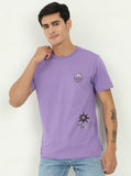 Purple Printed Slim Fit T-Shirt | Greenfibre