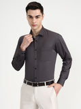 Dark Grey Solid Slim Fit Formal Shirt | Greenfibre