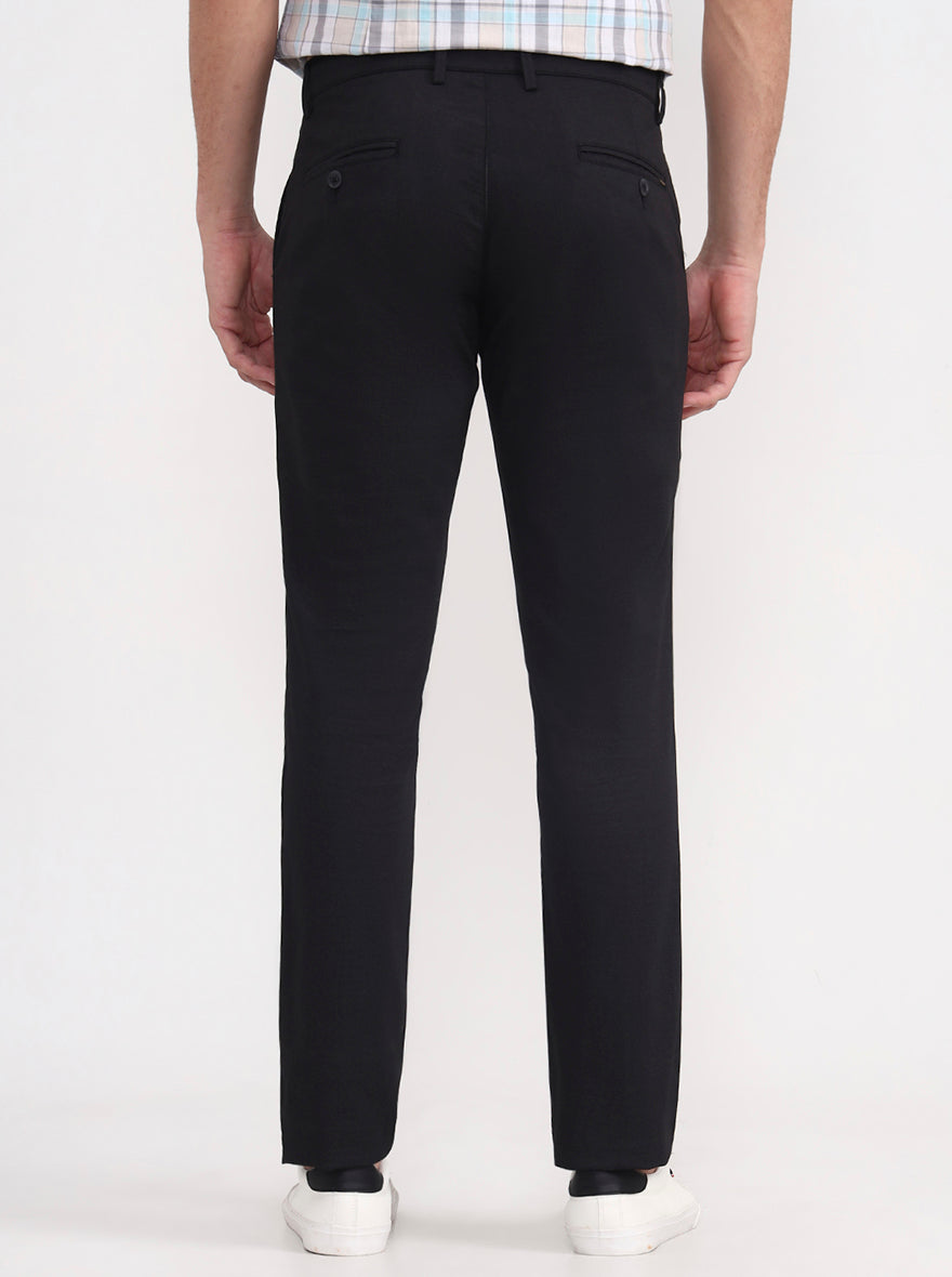 Black Solid Super Slim Fit Casual Trouser | Greenfibre