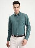 Green Solid Slim Fit Formal Shirt | Greenfibre